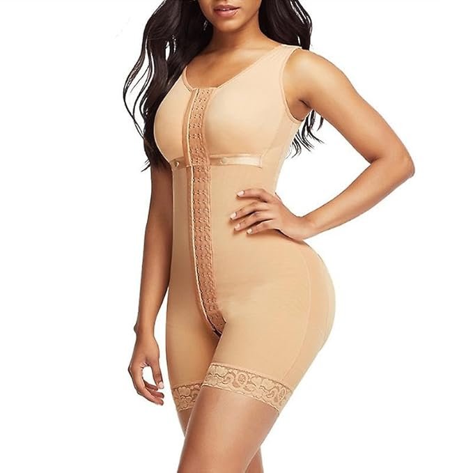 Jiveha Bodysuit Women Waist Trainer Bodysuit Slim Full Body Shapewear Seamless Round Neck Jumpsuits Tummy Control Tops With Hook And Eye.