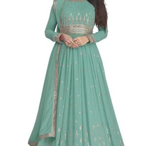 RUDRAPRAYAG Georgette Embroidered Semi-Stitched Gown for Women